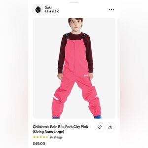Oaki Pink Rain Bib Overalls